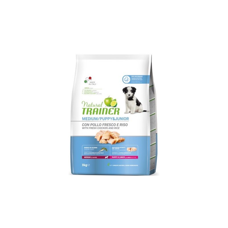 TRAINER DOG NATURAL PUPPY & JUNIOR MEDIUM CON POLLO FRESCO KG. 3