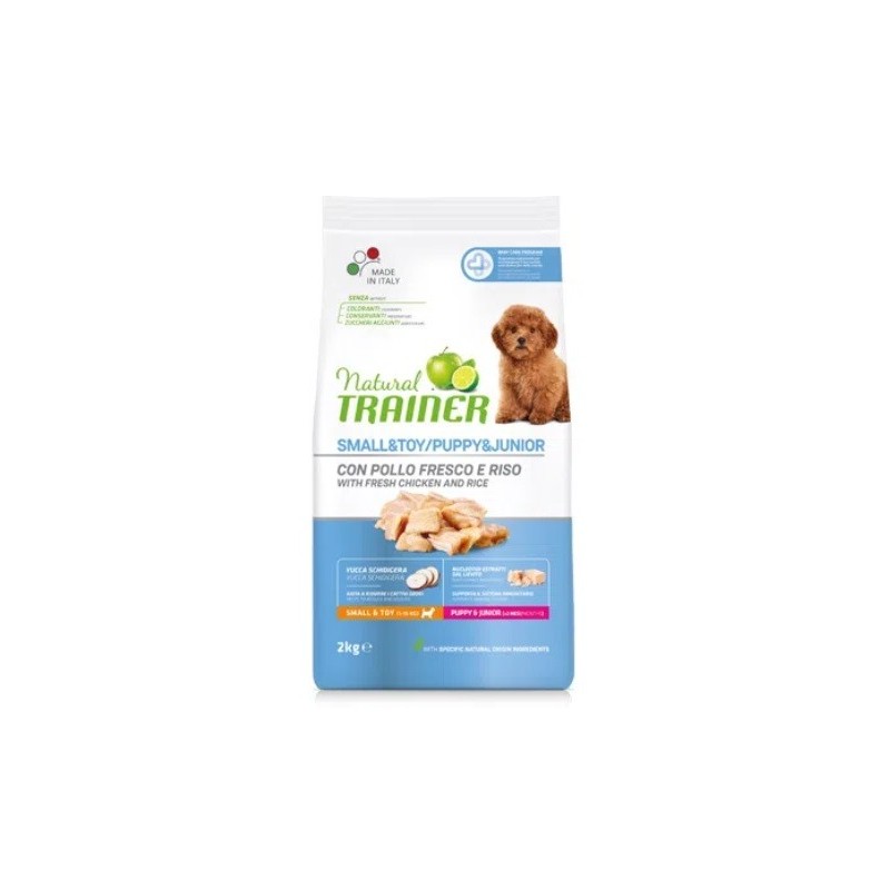 TRAINER NATURAL PUPPY & JUNIOR SMALL & TOY CON POLLO FRESCO E RISO KG.2