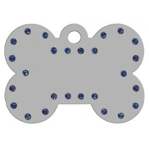 OSSO ARGENTO STRASS COLORE AZZURRO ( Dim. 37x26 )