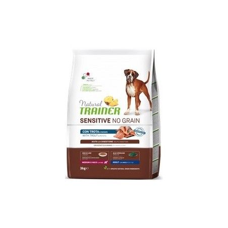 TRAINER SENSITIVE NO GRAIN ADULT MEDIUM&MAXI TROTA E PATATE KG. 3