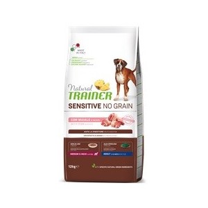 TRAINER SENSITIVE NO GRAIN ADULT MEDIUM&MAXI MAIALE E PATATE KG. 12
