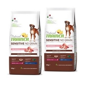 TRAINER SENSITIVE NO GRAIN ADULT MEDIUM&MAXI MAIALE E PATATE KG. 12 x 2 PZ.*prezzo riferito alla singola confezione*