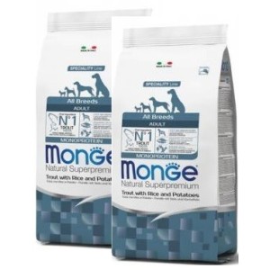 MONGE ALL BREEDS ADULT TROTA RISO & PATATE KG. 12 **acquisto minimo 2 sacchi*prezzo riferito alla singola confezione*