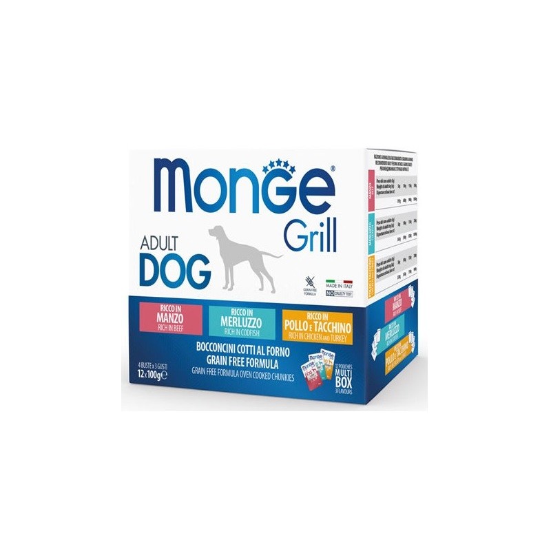 MONGE DOG BUSTA GRILL MAN/MER/POL/TACC. 12X100 GR