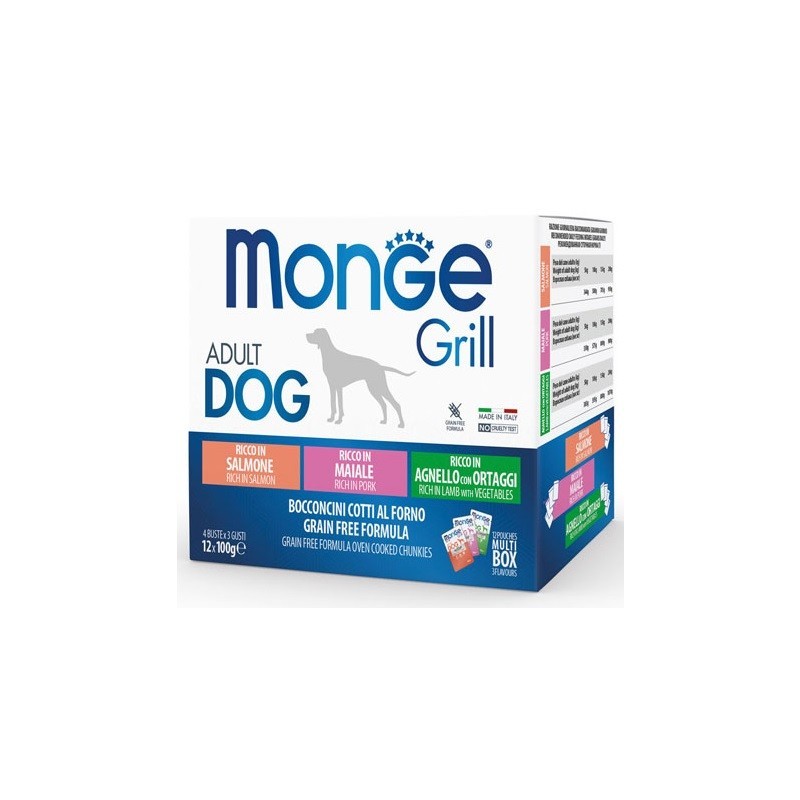 MONGE DOG BUSTA GRILL SAL/MA/AGN 12X100 GR