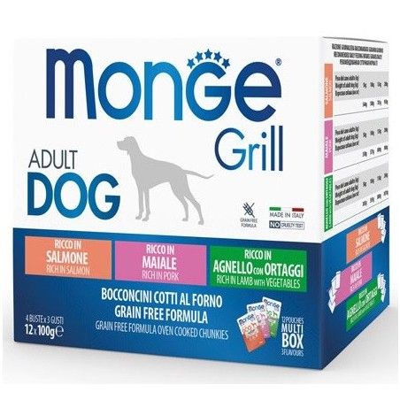 MONGE DOG BUSTA GRILL SAL/MA/AGN 12X100 GR