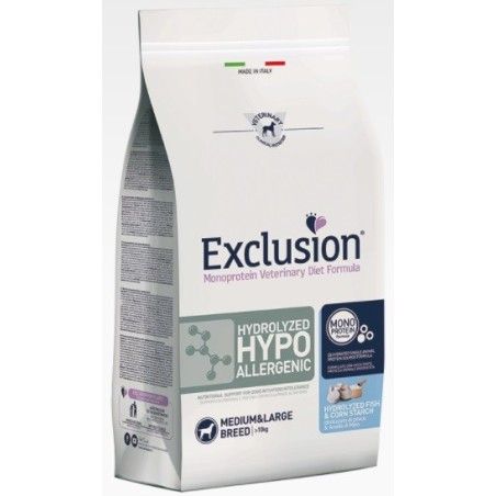 EXCLUSION DIET HYDROLYZED HYPOALLERGENIC HYDRILIZED FISH & CORN STARCH MEDIUM/LARGE BREED KG.12