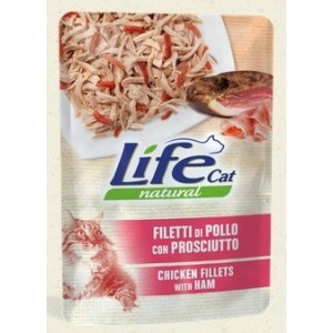 LIFE CAT BUSTA GR. 70 FILETTI DI POLLO CON PROSCIUTTO