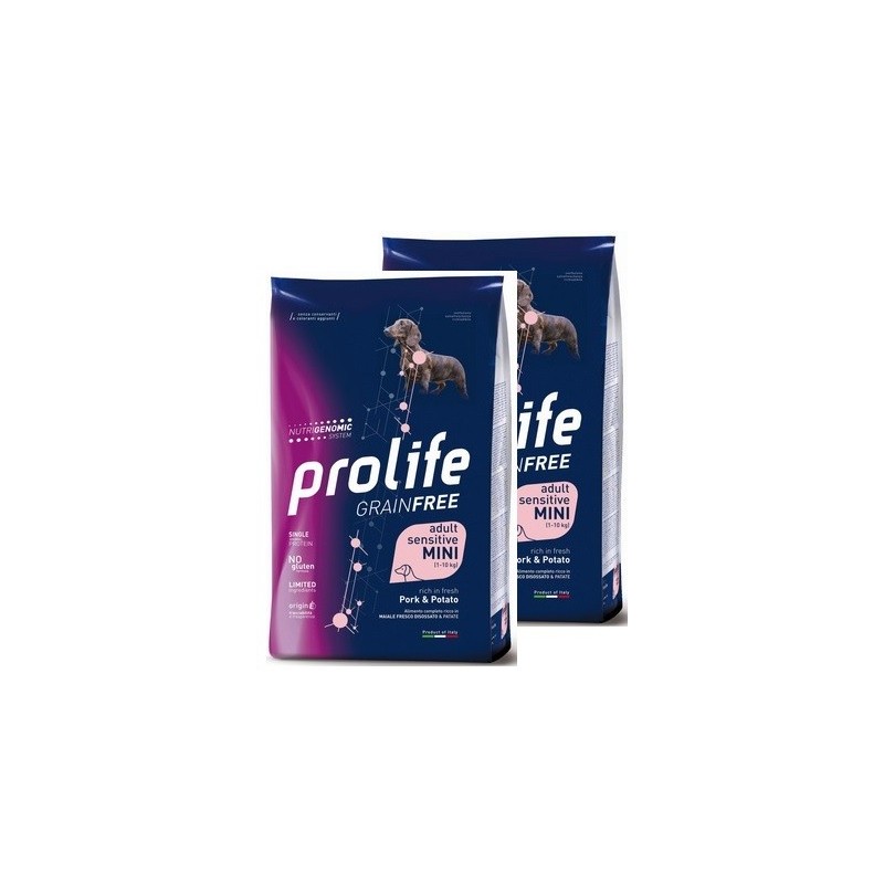 PROLIFE GRAIN FREE PORK & POTATO MINI ADULT 7 KG *acquisto minimo 2 sacchi*prezzo riferito alla singola confezione*