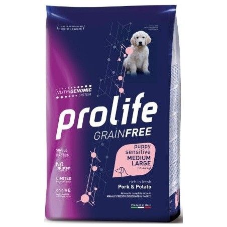 PROLIFE..DOG SENSITIV PUPPY PORK&/POTATO MEDIUM/ LARGE KG. 10