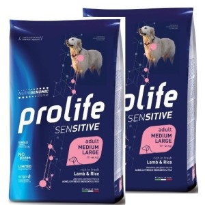 PROLIFE..DOG SENSITIV ADULT LAMB&RICE MEDIUM/LARGE KG. 10 **acquisto minimo 2 sacchi*prezzo riferito alla singola confezione*
