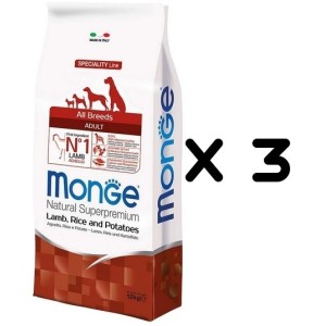 MONGE ALL BREEDS ADULT AGNELLO RISO PATATE KG.12 *acquisto minimo 3 sacchi*prezzo riferito alla singola confezione*