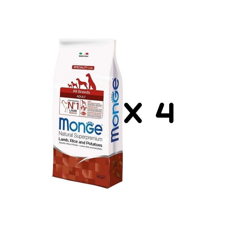 MONGE ALL BREEDS ADULT AGNELLO RISO PATATE KG.12 *acquisto minimo 4 sacchi*prezzo riferito alla singola confezione*