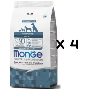 MONGE ALL BREEDS ADULT TROTA RISO & PATATE KG. 12 *acquisto minimo 4 sacchi*prezzo riferito alla singola confezione*
