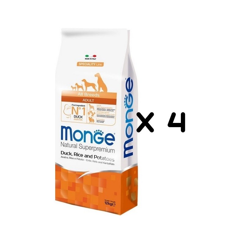 MONGE ALL BREEDS ANATRA RISO PATATE KG.12 *acquisto minimo 4 sacchi*prezzo riferito alla singola confezione*