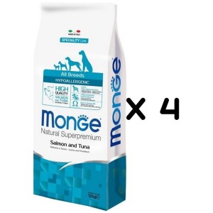 MONGE ALL BREEDS HYPOALLERGENIC SALMONE TONNO KG.12 *acquisto minimo 4 sacchi*prezzo riferito alla singola confezione*