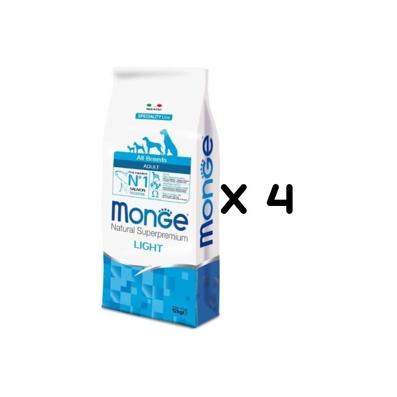 MONGE ALL BREEDS LIGHT SALMONE KG.12 *acquisto minimo 4 sacchi*prezzo riferito alla singola confezione*