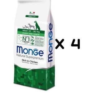 MONGE MAXI PUPPY E JUNIOR KG.12 *acquisto minimo 4 sacchi*prezzo riferito alla singola confezione*