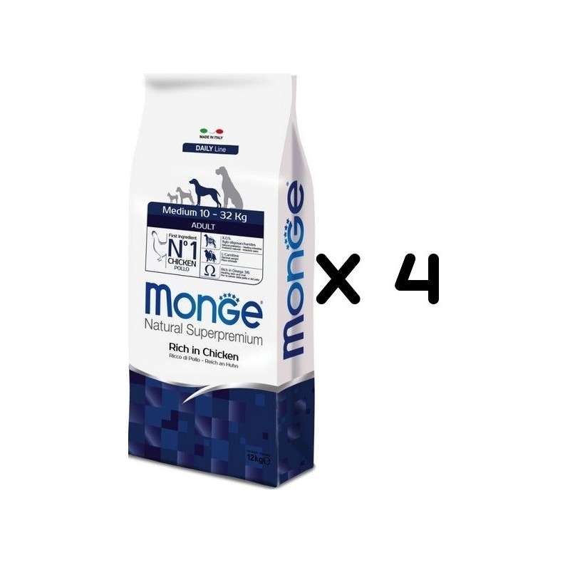 MONGE MEDIUM ADULT KG.12 *acquisto minimo 4 sacchi*prezzo riferito alla singola confezione*
