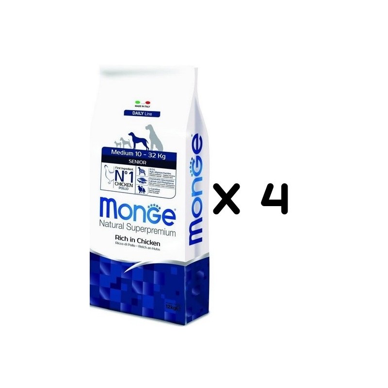 MONGE MEDIUM SENIOR KG.12 *acquisto minimo 4 sacchi*prezzo riferito alla singola confezione*
