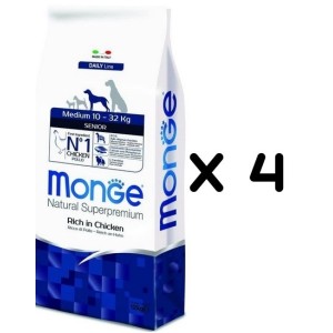 MONGE MEDIUM SENIOR KG.12 *acquisto minimo 4 sacchi*prezzo riferito alla singola confezione*