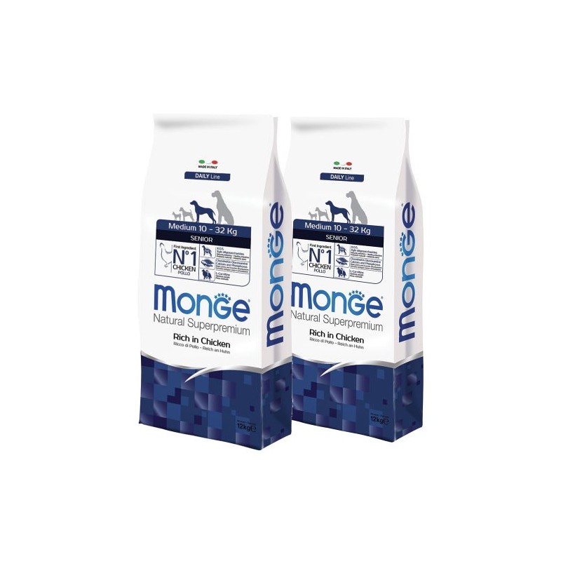 MONGE MEDIUM SENIOR KG.12 *acquisto minimo 2 sacchi*prezzo riferito alla singola confezione*