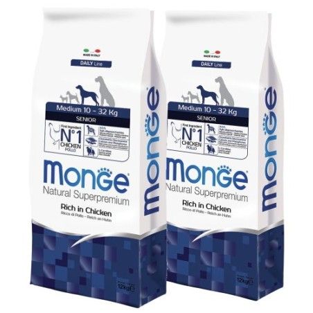 MONGE MEDIUM SENIOR KG.12 *acquisto minimo 2 sacchi*prezzo riferito alla singola confezione*