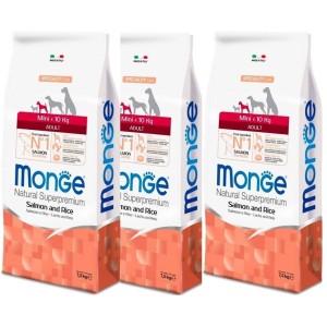MONGE MINI ADULT SALMONE E RISO KG.7,5 *acquisto minimo 3 sacchi*prezzo riferito alla singola confezione*