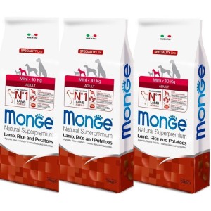 MONGE MINI ADULT AGNELLO RISO PATATE KG.7,5 *acquisto minimo 3 sacchi*prezzo riferito alla singola confezione*