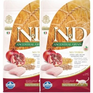 FARMINA N&D CAT ANCESTRALGRAIN NEUTERED ADULT POLLO MELOGRANO 5KG *** 2 SACCHI****prezzo riferito alla singola confezione*