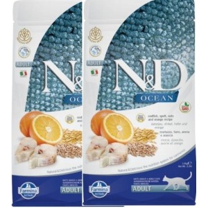 FARMINA N&D CAT OCEAN ADULT MERLUZZO FARRO, AVENA E ARANCIA 5KG ***prezzo riferito alla singola confezione*