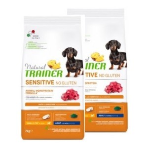 TRAINER SENSITIVE NO GLUTEN MINI ADULT AGNELLO KG. 7 **acquisto minimo 2 sacchi*prezzo riferito alla singola confezione*