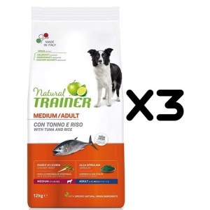 TRAINER DOG NATURAL ADULT MEDIUM TONNO E RISO KG.12 *acquisto minimo 3 sacchi*prezzo riferito alla singola confezione*