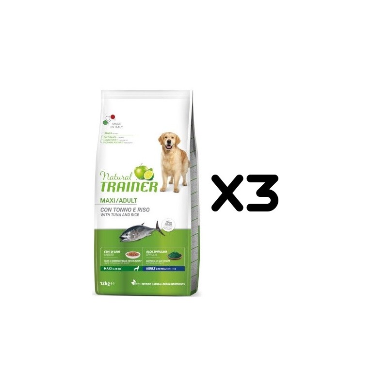 TRAINER DOG NATURAL ADULT MAXI TONNO KG 12 *acquisto minimo 3 sacchi*prezzo riferito alla singola confezione*