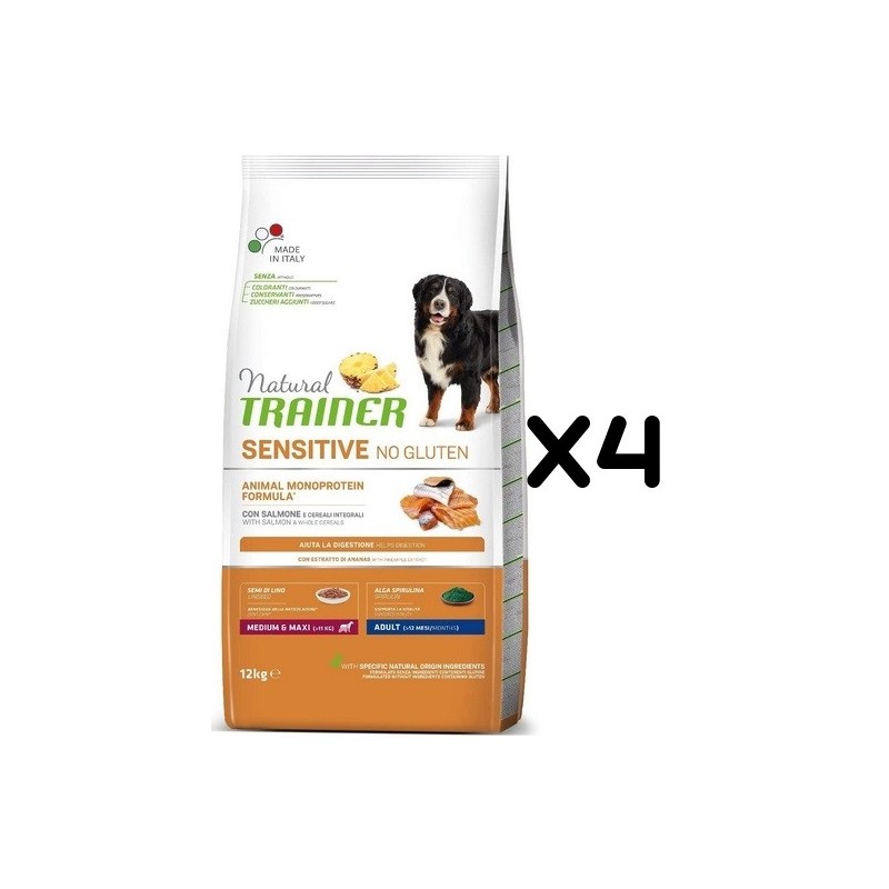 TRAINER SENSITIV ADULT M/M SALMONE E CEREALI KG 12*acquisto minimo 4 sacchi*prezzo riferito alla singola confezione*