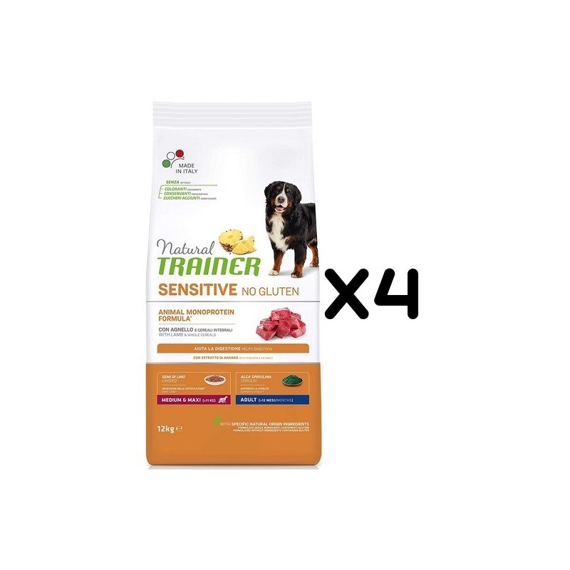 TRAINER SENSITIV ADULT M/M AGNELLO E CEREALI KG 12 *acquisto minimo 4 sacchi*prezzo riferito alla singola confezione*
