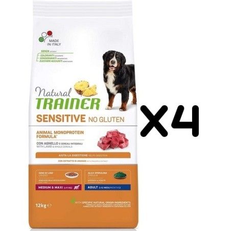 TRAINER SENSITIV ADULT M/M AGNELLO E CEREALI KG 12 *acquisto minimo 4 sacchi*prezzo riferito alla singola confezione*
