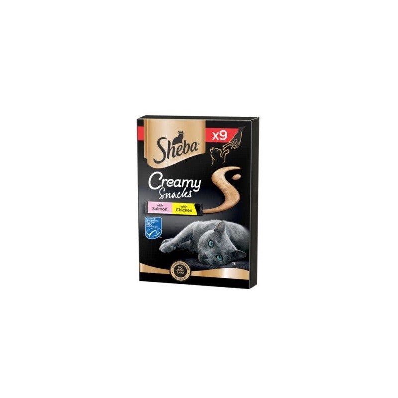 SHEBA CREAMY SNACK SALMONE POLLO 9X12 GR
