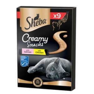 SHEBA CREAMY SNACK SALMONE POLLO 9X12 GR