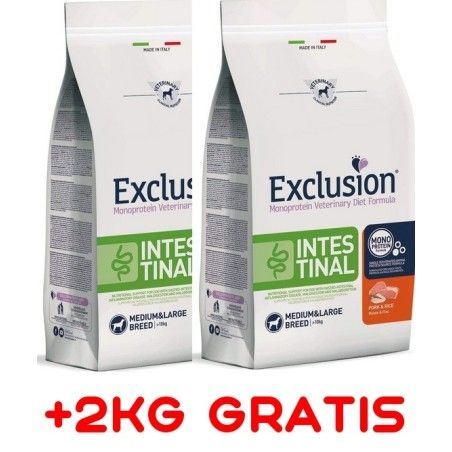 EXCLUSION DIET KG.12 INTESTINAL PORK **2X12 KG  + 2 KG GRATIS***prezzo riferito alla singola confezione*