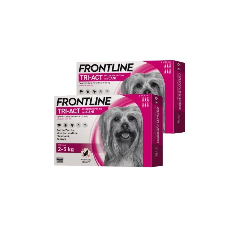 FRONTLINE TRI-ACT CANI 2-5 KG 6 PIPETTE **acquisto minimo 2 confezioni*prezzo riferito alla singola confezione**spedizione grati