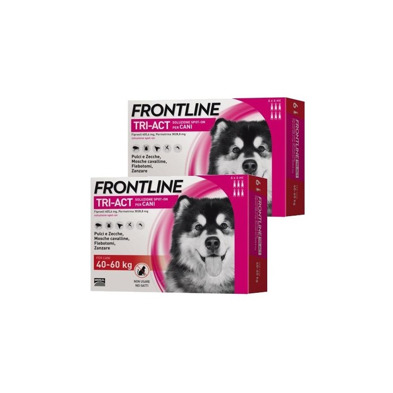 FRONTLINE TRI-ACT CANI 40-60 KG 6 PIPETTE **acquisto minimo 2 confezioni*prezzo riferito alla singola confezione* **spedizione g