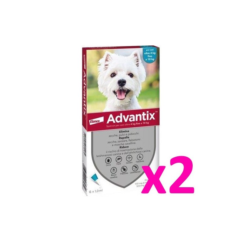 ADVANTIX 4-10 KG 6 PIPETTE **acquisto minimo 2 confezioni*prezzo riferito alla singola confezione***spedizione gratis***