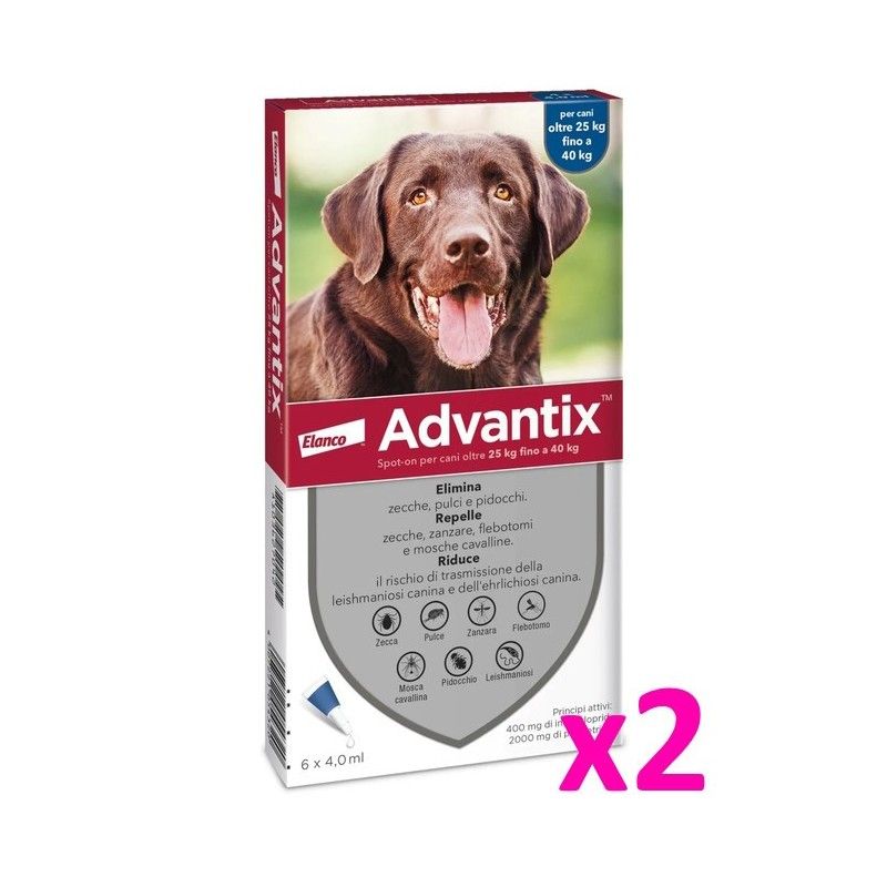 ADVANTIX 25-40 KG 6 PIPETTE **acquisto minimo 2 confezioni*prezzo riferito alla singola confezione***spedizione gratis***