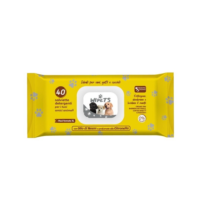 WIPETS SALVIETTE OLIO DI NEEM E CITRONELLA 40 PEZZI