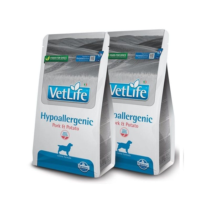 VETLIFE DOG HYPOALLERGENIC PORK KG.12 **acquisto minimo 2 sacchi*prezzo riferito alla singola confezione*