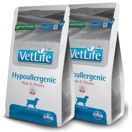 VETLIFE DOG HYPOALLERGENIC PORK KG.12 **acquisto minimo 2 sacchi*prezzo riferito alla singola confezione*