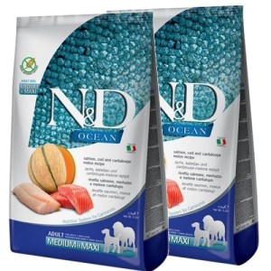 FARMINA N&D OCEAN ADULT MEDIUM/ MAXI SALMONE MERLUZZO E MELONE KG. 12 **acquisto minimo 2 sacchi*prezzo riferito alla singola co