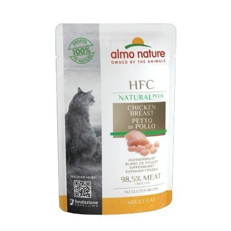 ALMO HFC NATURAL PLUS BUSTA GATTO GR.55 PETTO DI POLLO 