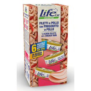 LIFE CAT MULTIPACK 6X50GR TONNO CON PROSCIUTTO POLLO